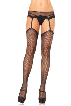Black Fishnet & Garter Set – Fishnet Stockings with Matching Garter Belt