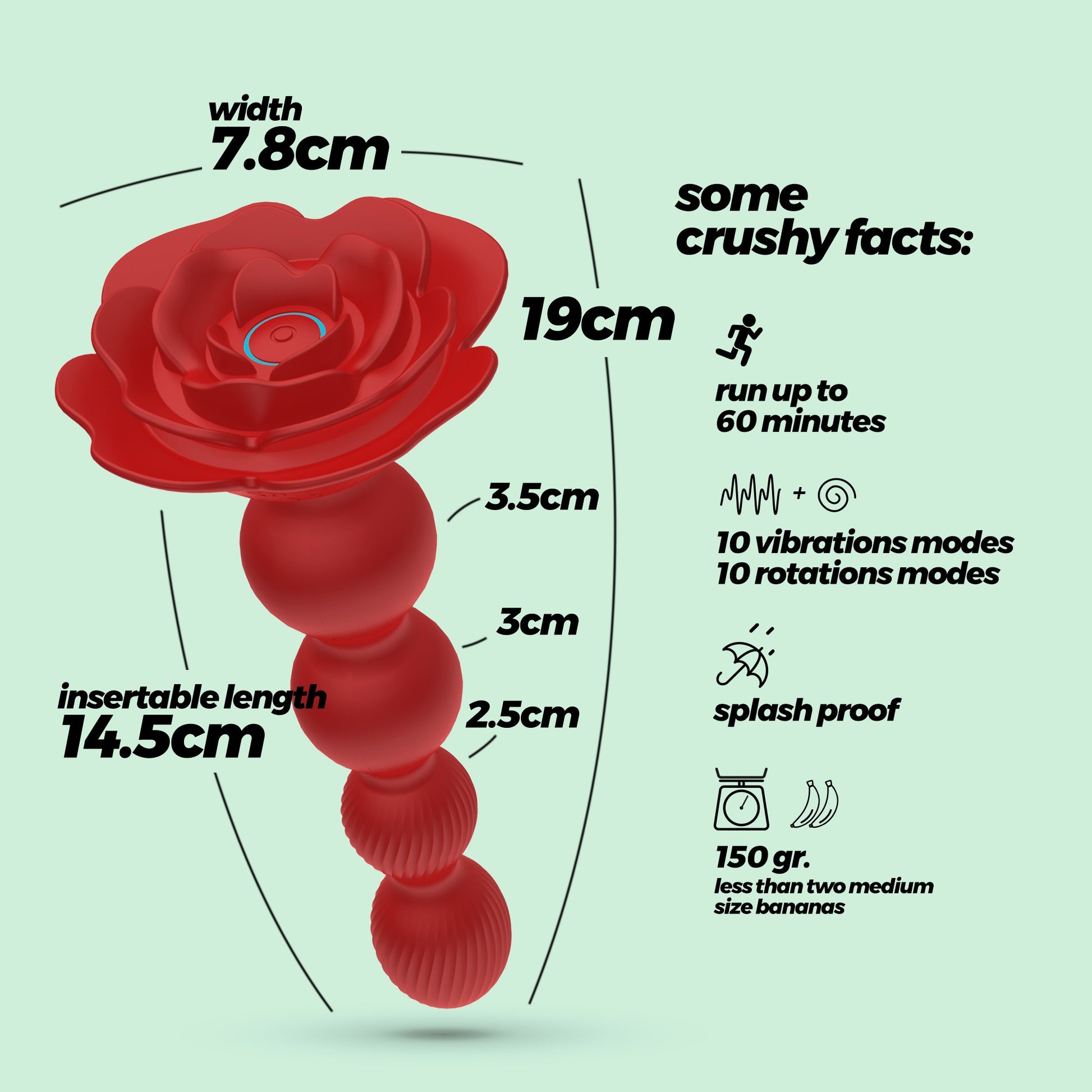 Crushious Rose Anal Plug – Rotating Anal Plug with Remote Control (19cm) - Image 10