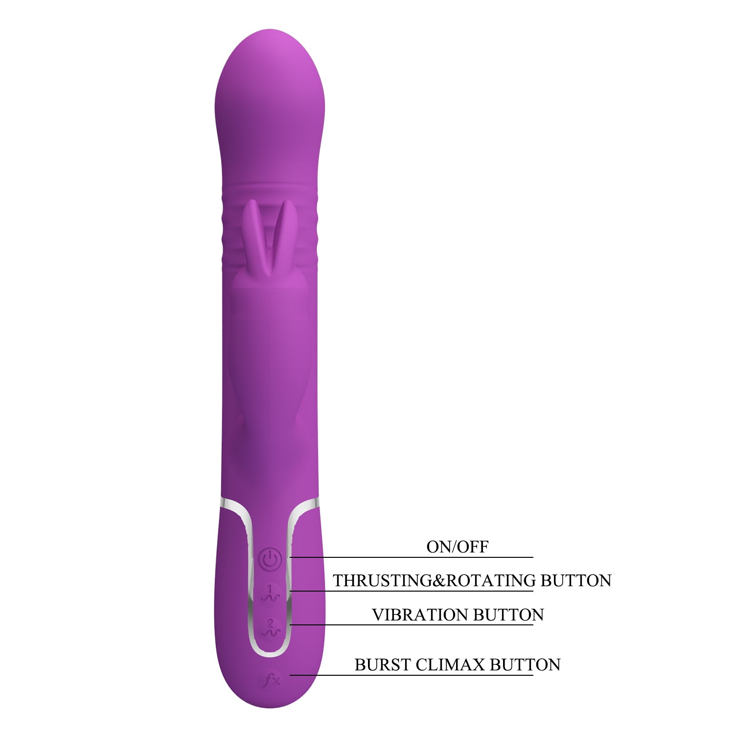 Coale Rabbit Vibrator – 4-in-1 Multifunction Thrusting Vibrator (22.6cm) - Image 6