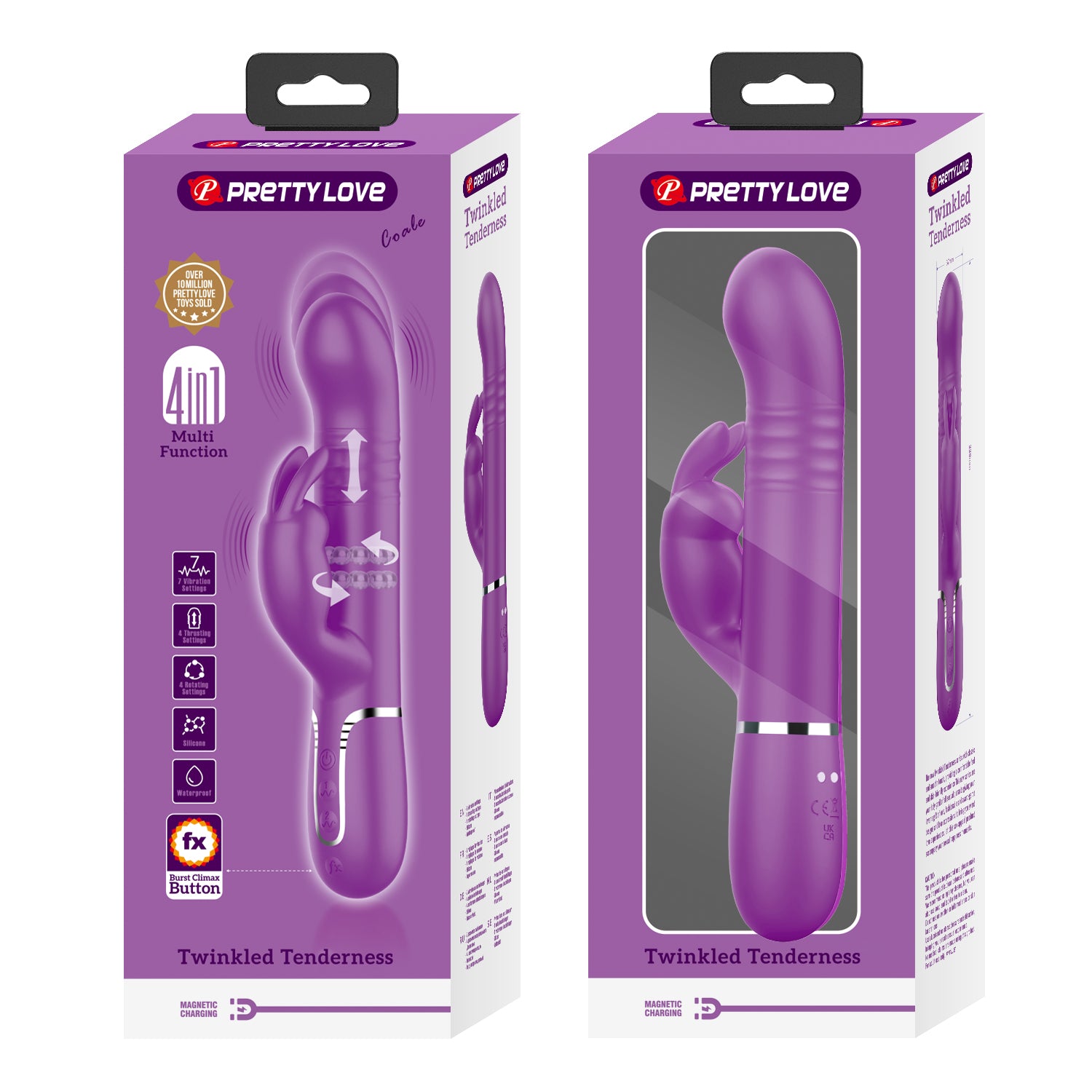 Coale Rabbit Vibrator – 4-in-1 Multifunction Thrusting Vibrator (22.6cm) - Image 8